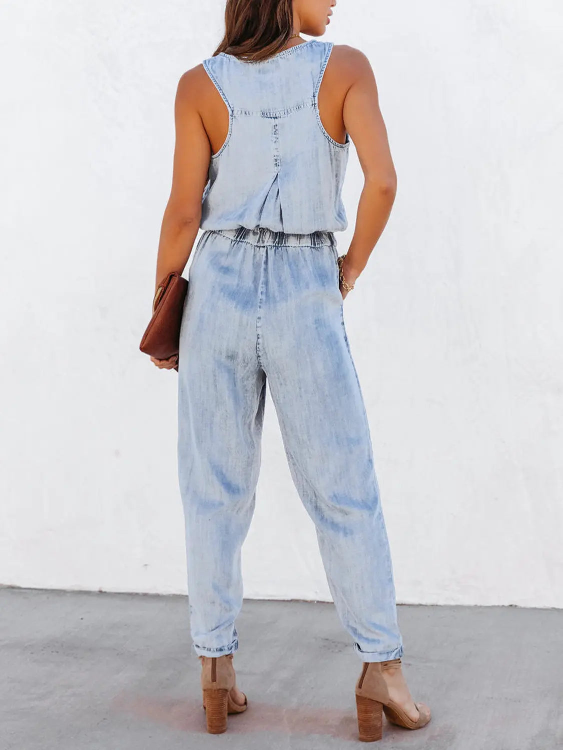 Drawstring Waist Sleeveless Jumpsuit - GlossiChic Collection