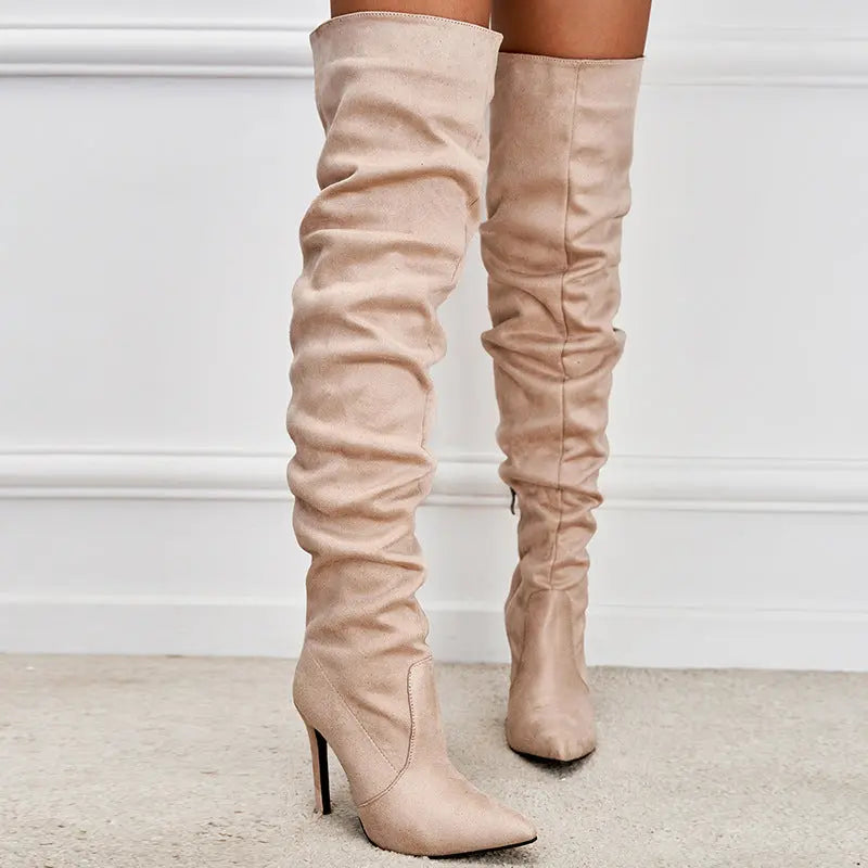 Over The Knee Pointed Toe Stiletto High Heel Boots GlossiChic Collection