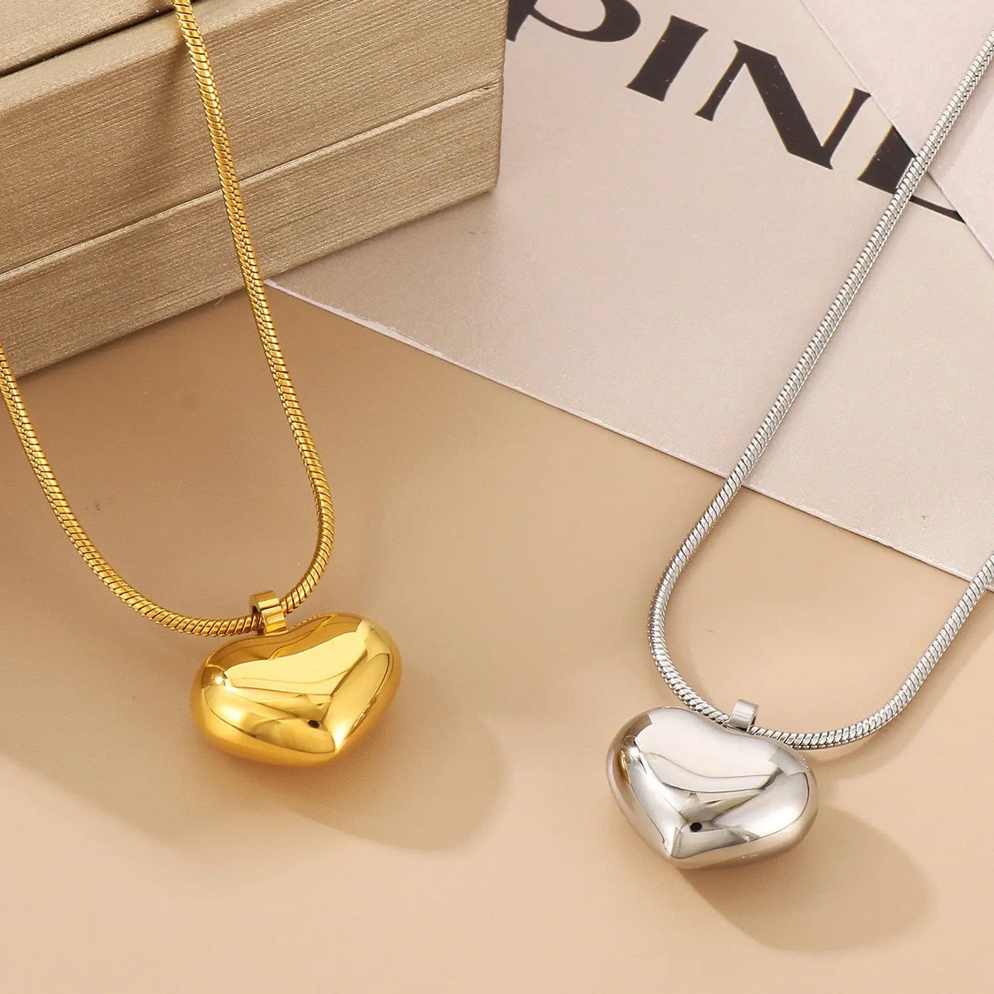 Stainless Steel Heart Pendant Necklace Trendsi