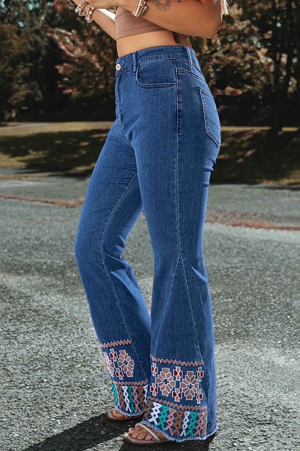 Embroidered Bootcut Jeans - GlossiChic CollectionJeans, Pants, & Shorts