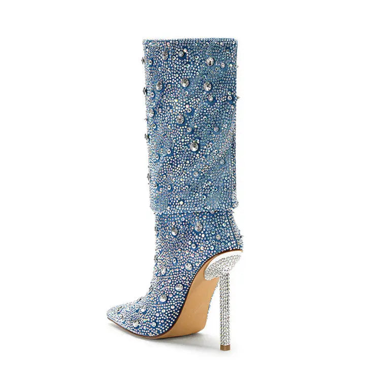 Steppin Into Bling Point-Toe Heel Boots GlossiChic Collection