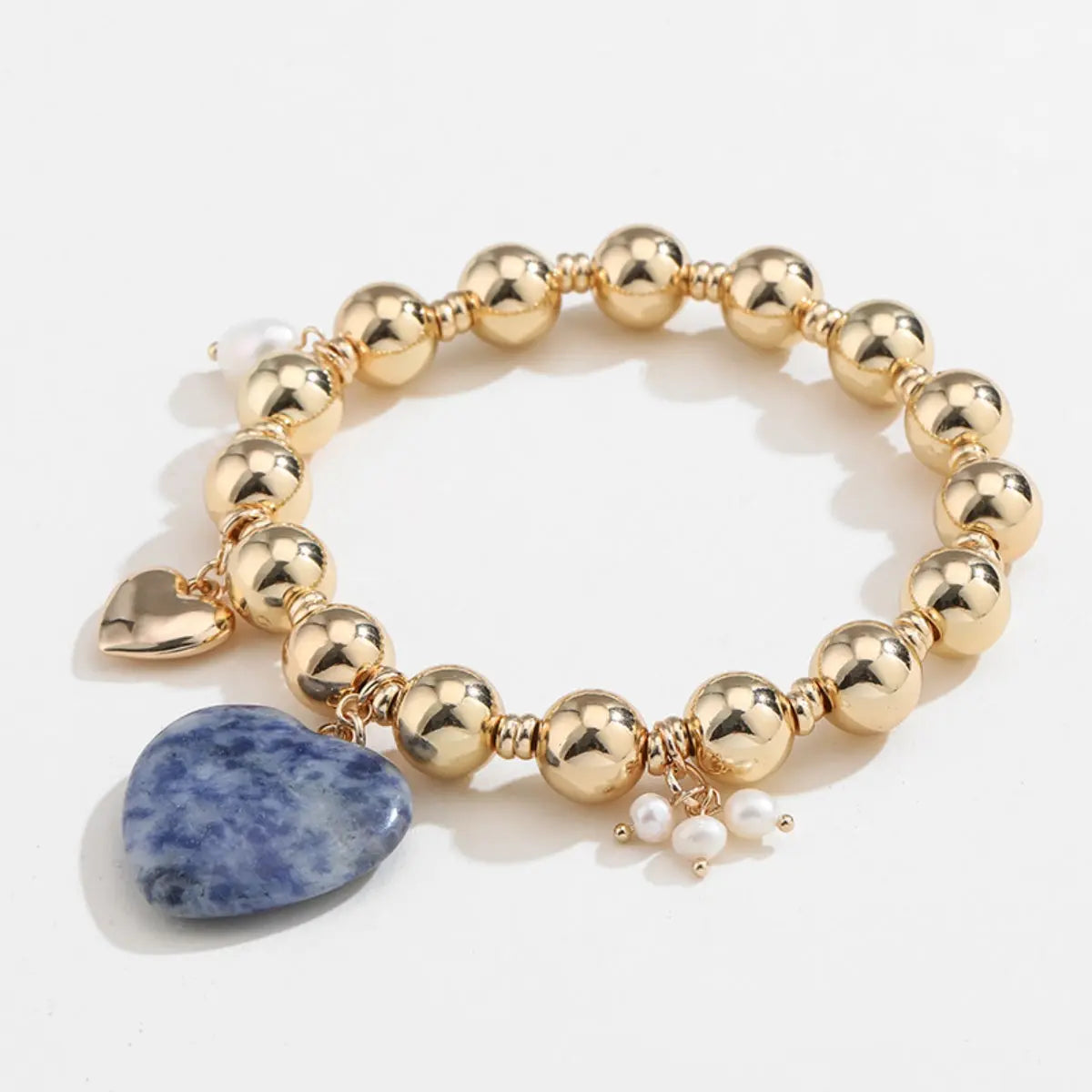 Natural Stone Gold-Plated Heart Bracelet Trendsi