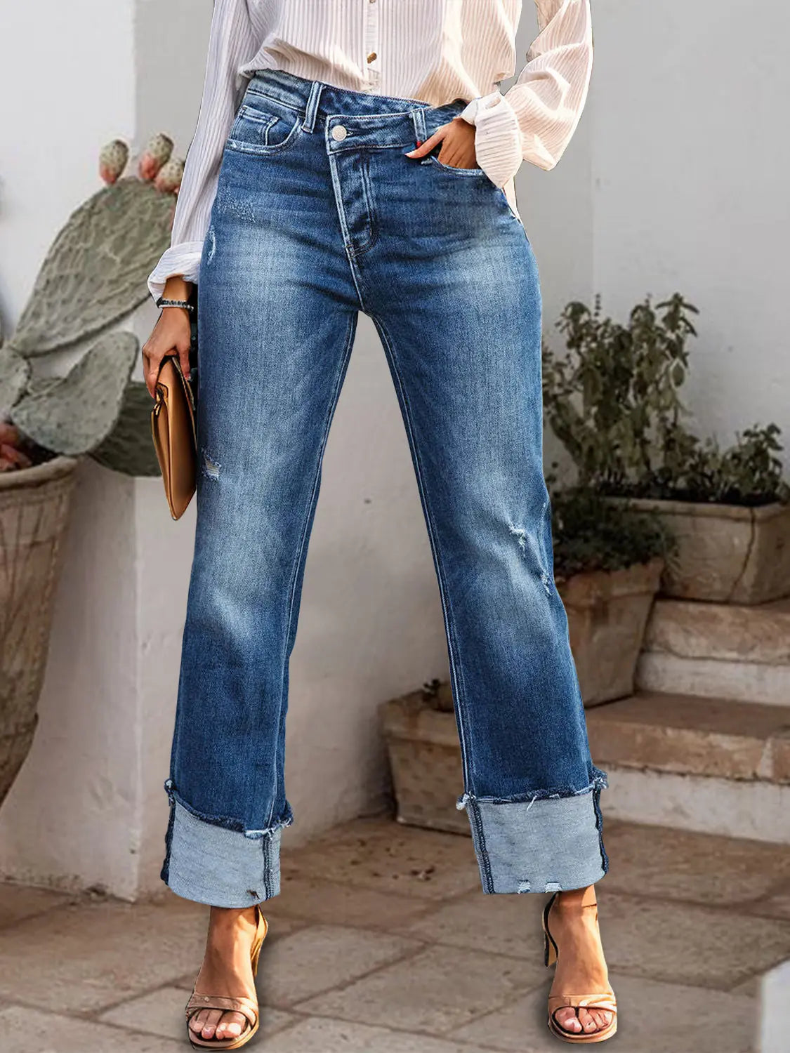 Mid-Rise Waist Jeans with Pockets Trendsi