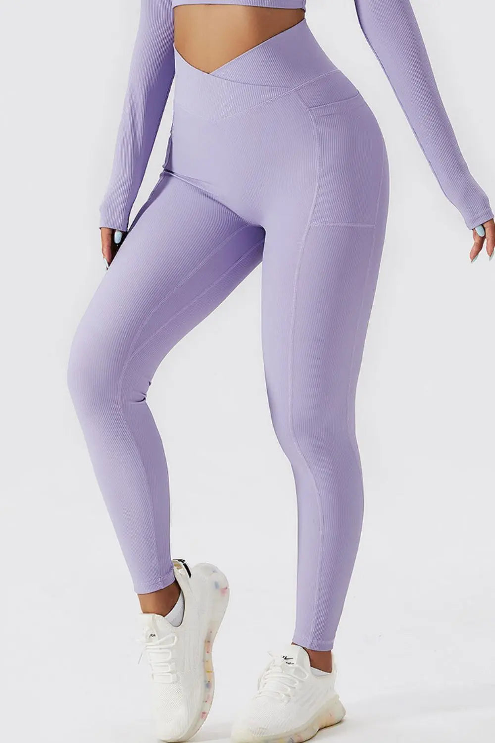 Crossover Tummy Control Waist Active Leggings - GlossiChic Collection