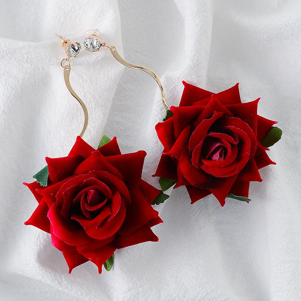 Alloy Rose Dangle Earrings GlossiChic Collection