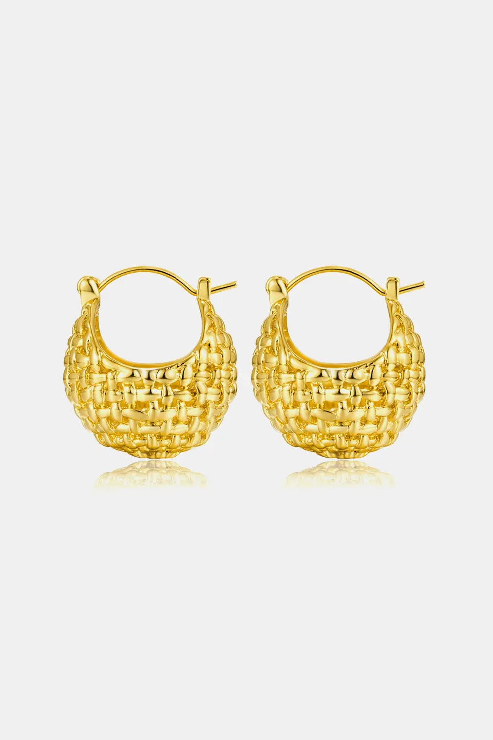 Braided Basket Metal Hoop Earrings - GlossiChic Collection