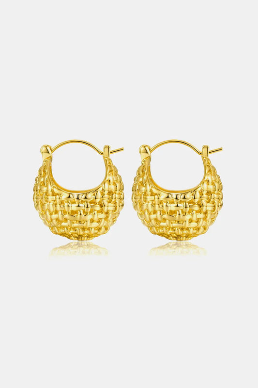 Braided Basket Metal Hoop Earrings - GlossiChic Collection