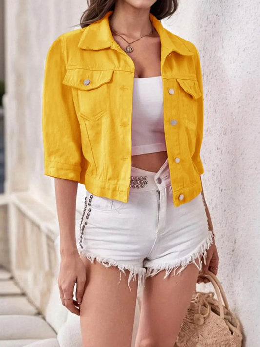Full Size Cropped Denim Jacket - GlossiChic CollectionCoats & Jackets