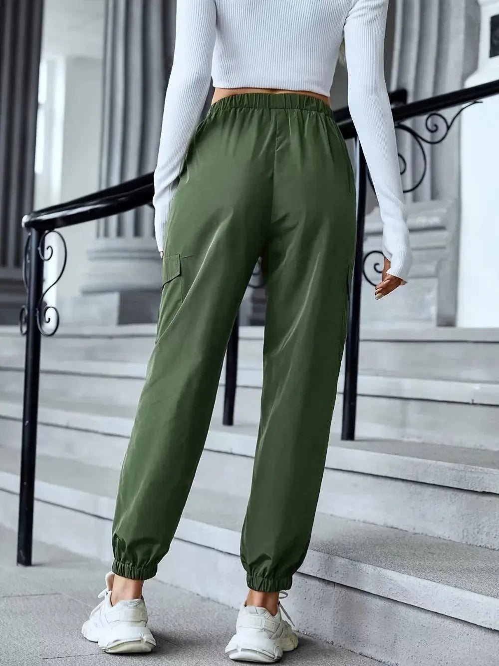 Full Size Elastic Waist Pants with Pockets - GlossiChic CollectionJeans, Pants, & Shorts