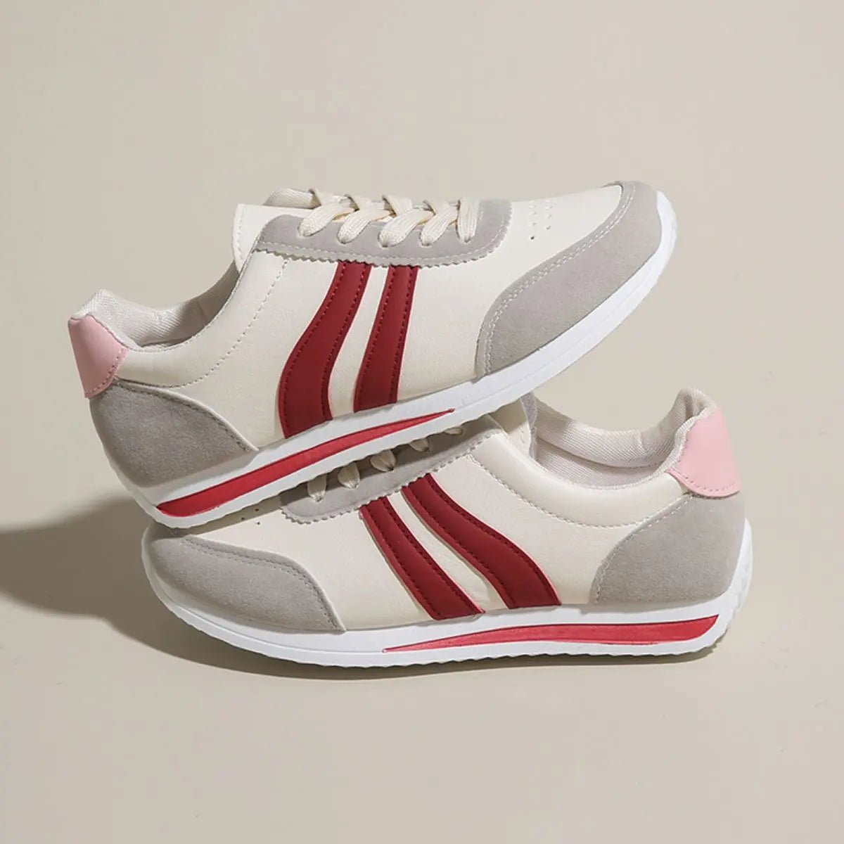 Lace Up Contrast Round Toe Flats Sneakers - GlossiChic CollectionShoes