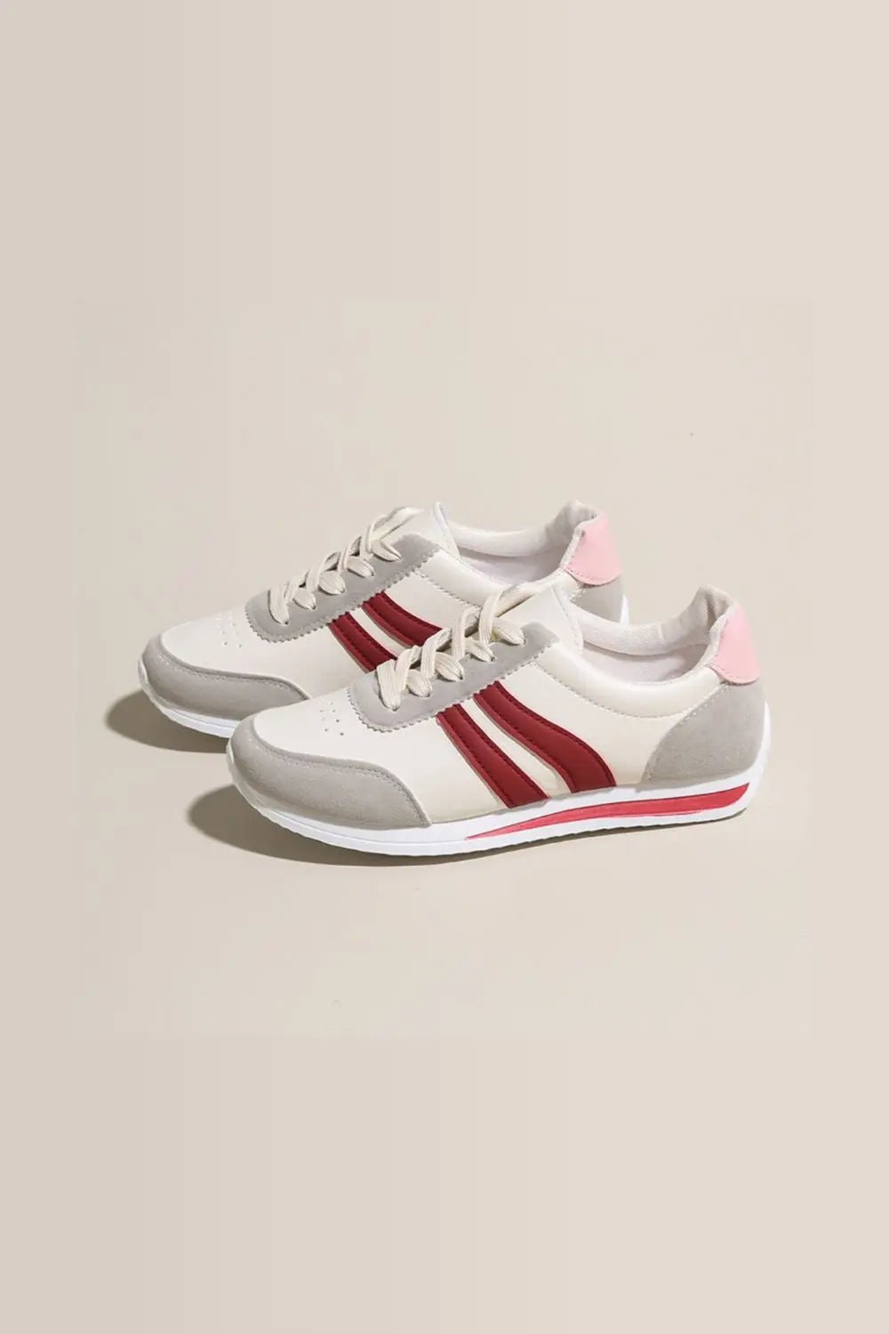 Lace Up Contrast Round Toe Flats Sneakers - GlossiChic CollectionShoes