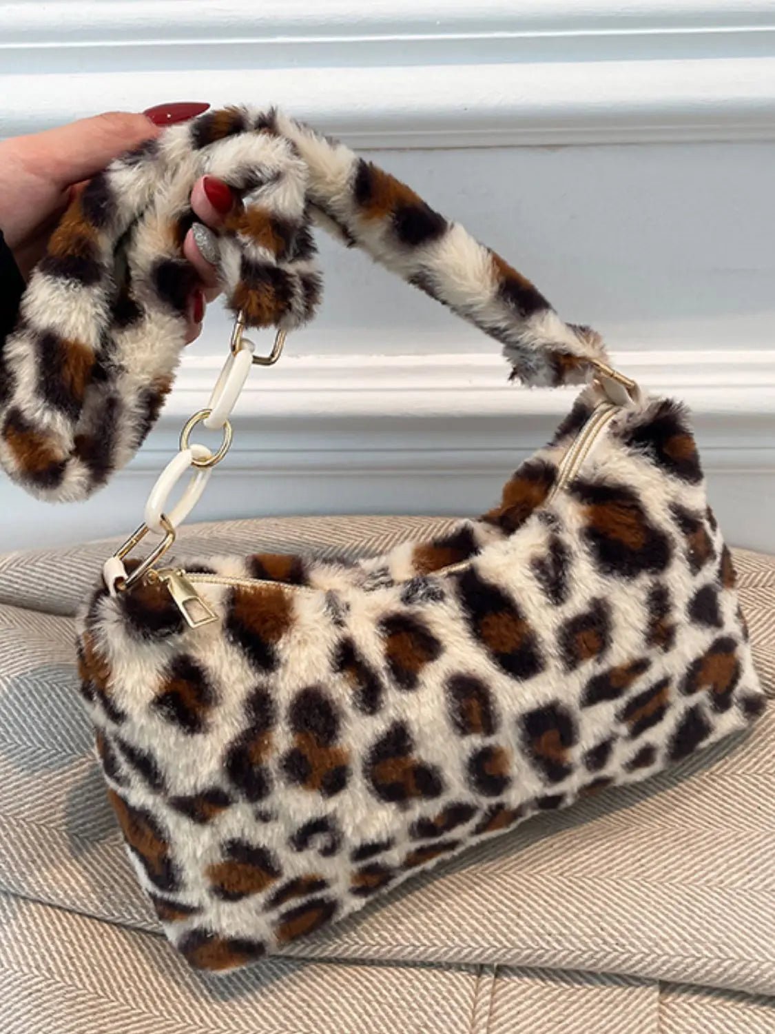 Leopard Fluff Shoulder Bag - GlossiChic Collectionhandbags