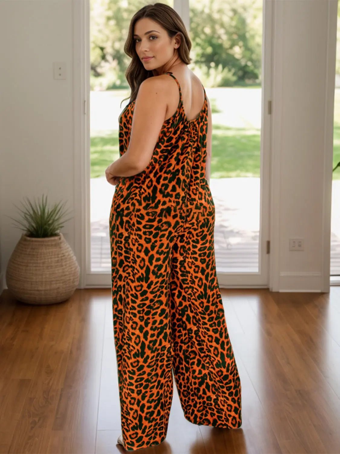 Leopard Scoop Neck Wide Leg Jumpsuit - GlossiChic CollectionJumpers & Rompers