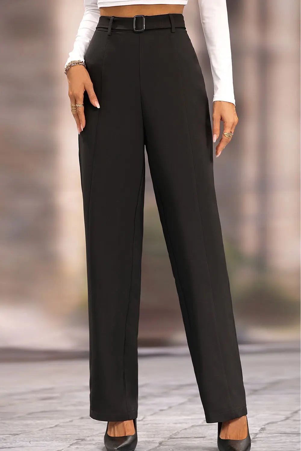 Long Loose Fit Straight Pants - GlossiChic Collection Black / S GlossiChic Collection Jeans, Pants, & Shorts