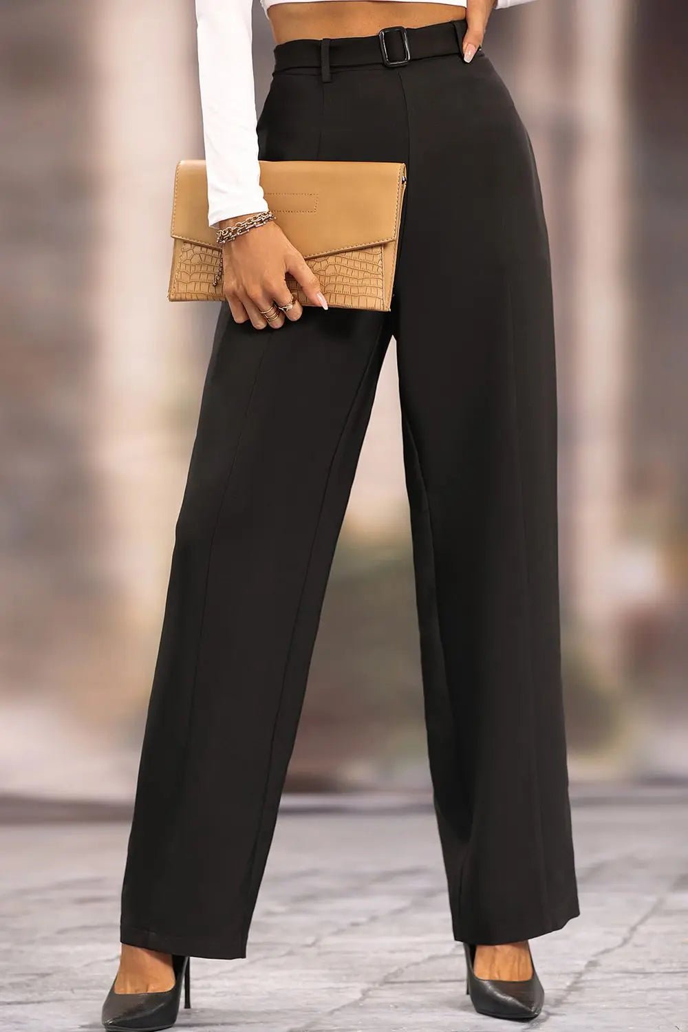 Long Loose Fit Straight Pants - GlossiChic Collection Black / S GlossiChic Collection Jeans, Pants, & Shorts
