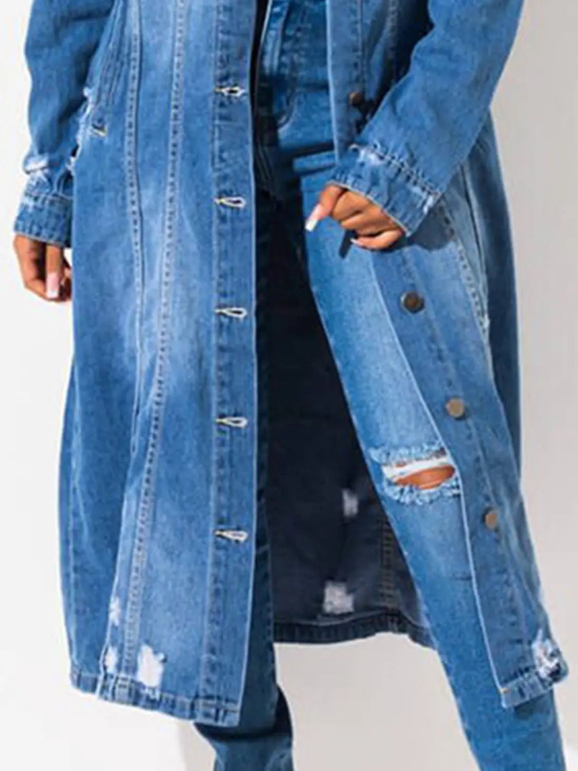 Long Sleeve Raw Hem Denim Jacket - GlossiChic CollectionBlazer & Cardigan