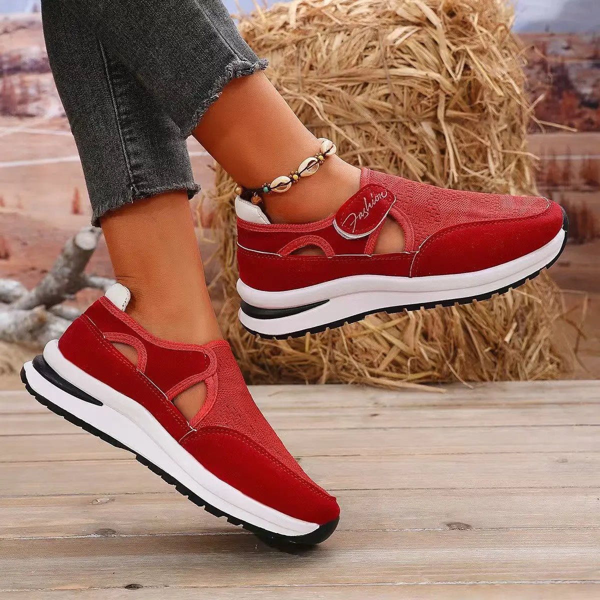 Mesh Round Toe Platform Sneakers - GlossiChic CollectionShoes