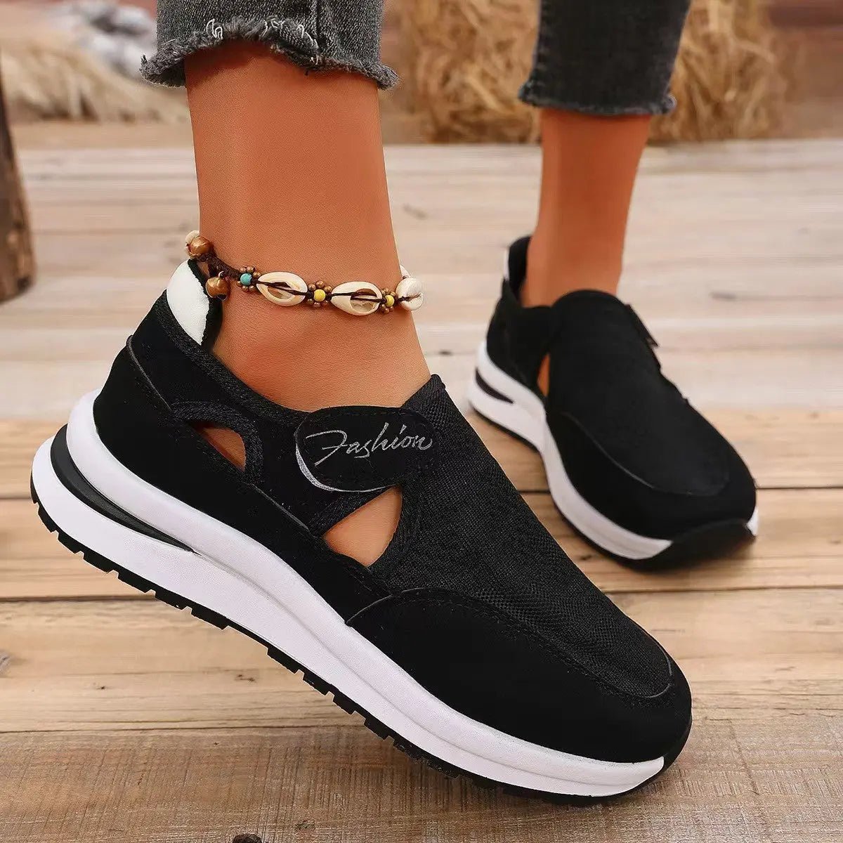 Mesh Round Toe Platform Sneakers - GlossiChic CollectionShoes