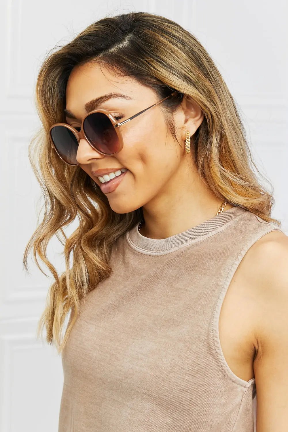 Metal - Plastic Hybrid Full Rim Sunglasses - GlossiChic CollectionSunglasses