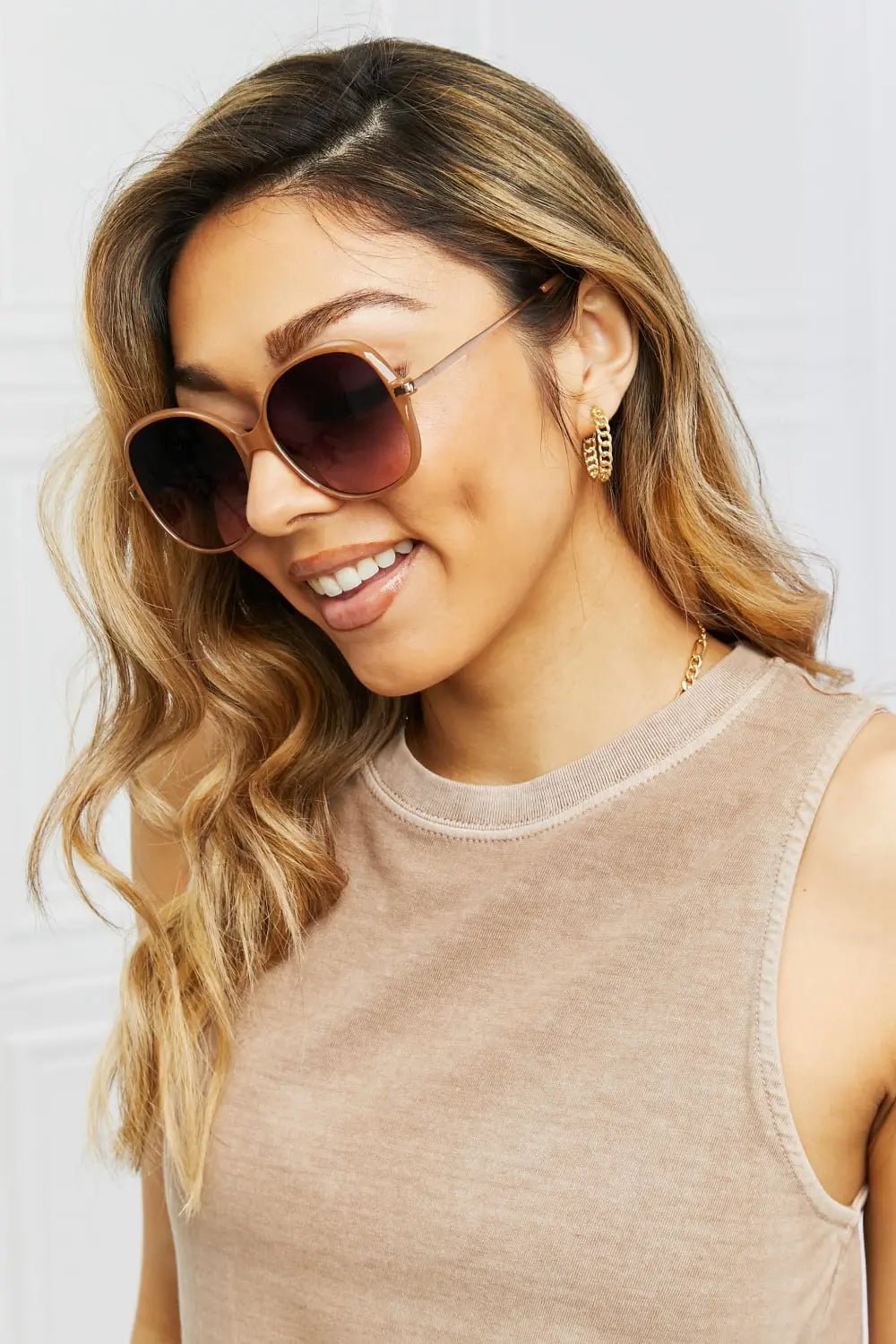 Metal - Plastic Hybrid Full Rim Sunglasses - GlossiChic CollectionSunglasses