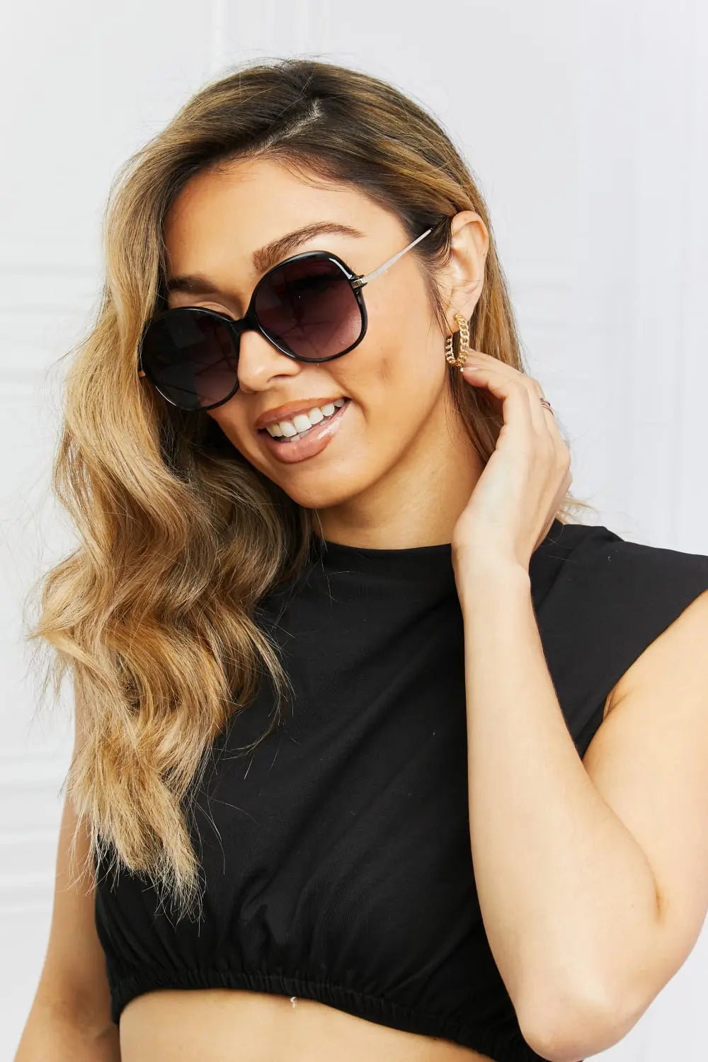 Metal - Plastic Hybrid Full Rim Sunglasses - GlossiChic CollectionSunglasses