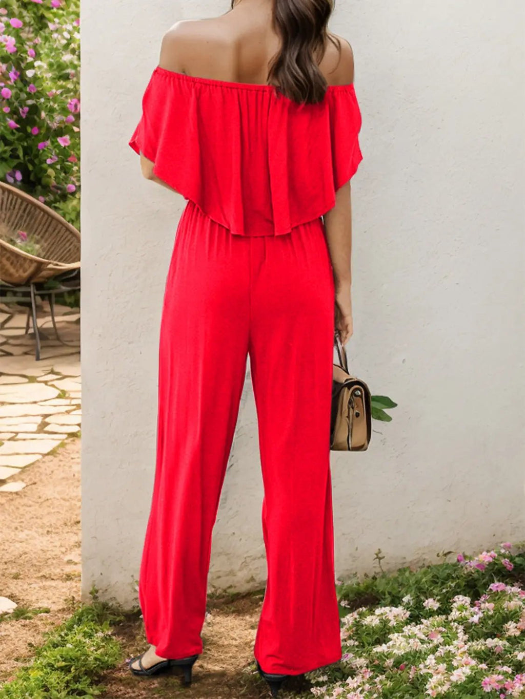 Off - Shoulder Wide Leg Jumpsuit - GlossiChic CollectionJumpers & Rompers