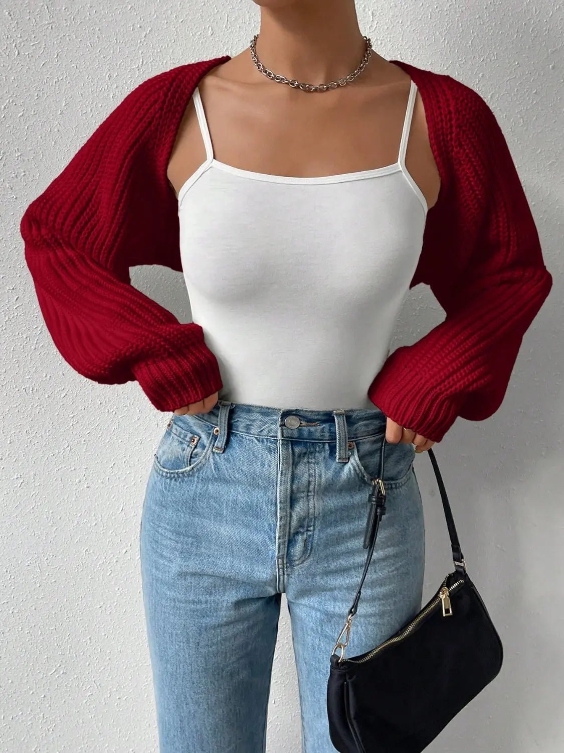 Open Front Long Sleeve Cropped Cardigan - GlossiChic CollectionBlazer & Cardigan