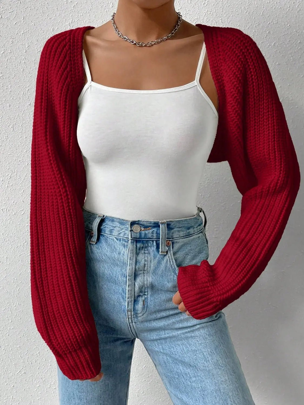 Open Front Long Sleeve Cropped Cardigan - GlossiChic CollectionBlazer & Cardigan