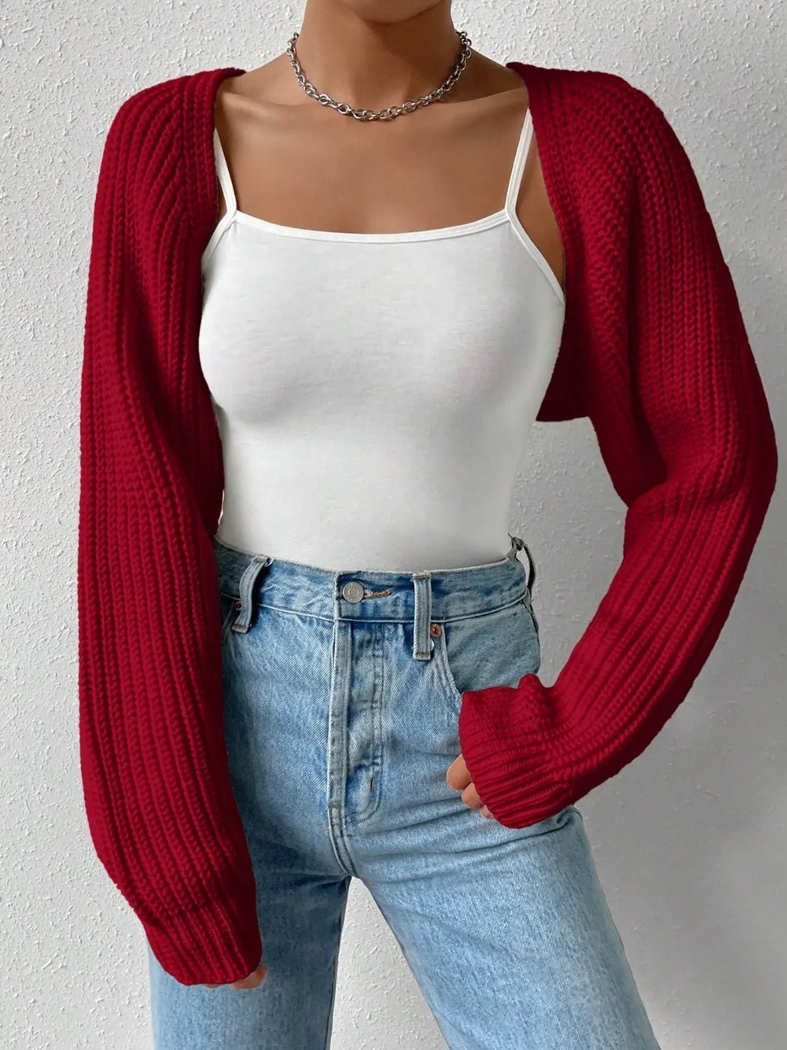 Open Front Long Sleeve Cropped Cardigan - GlossiChic CollectionBlazer & Cardigan