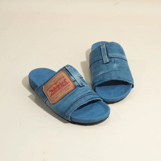 Open Toe Flat Denim Sandals - GlossiChic CollectionShoes