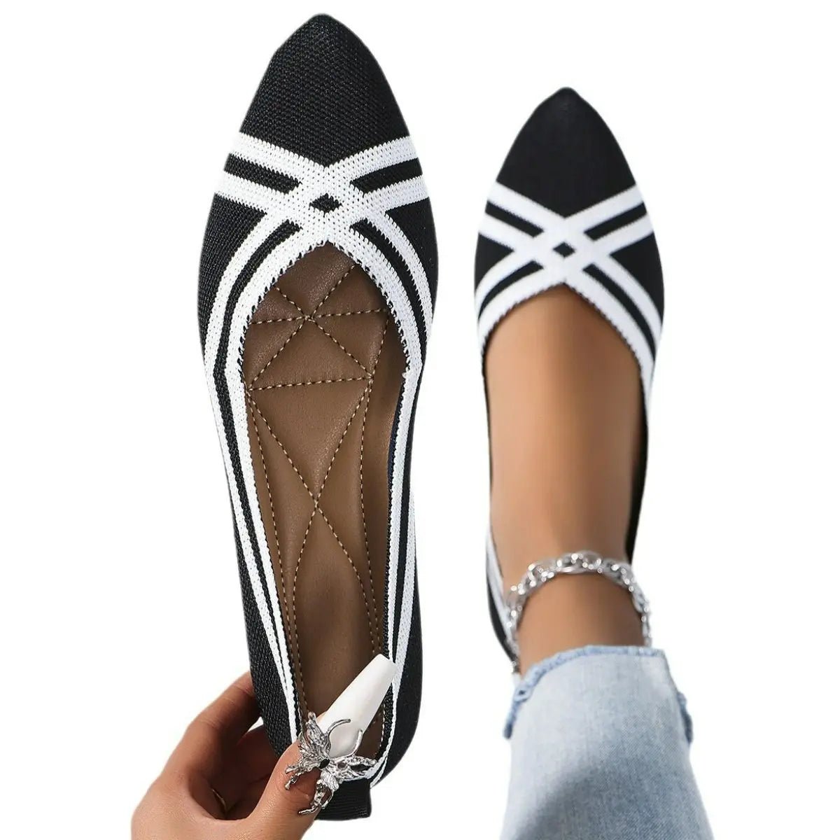 Open Toe Flats Slippers - GlossiChic Collection Black / 36(US5) GlossiChic Collection Shoes