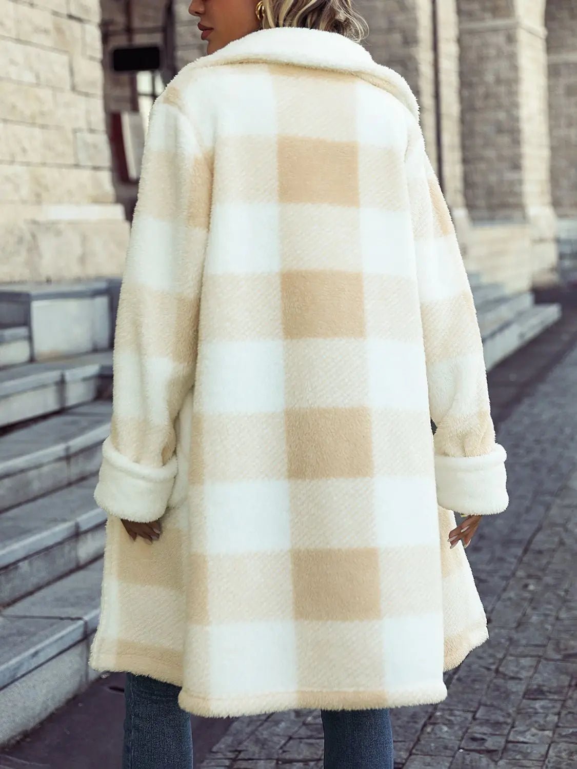 Plaid Button Down Coat with Pockets - GlossiChic CollectionCoats & Jackets