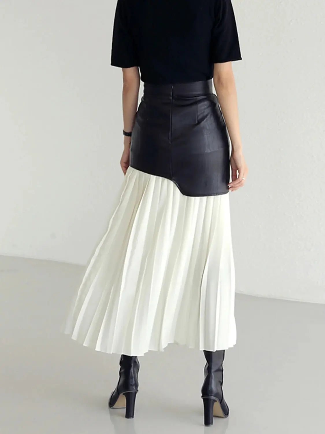 Pleated Contrast High Rise Skirt - GlossiChic CollectionDresses