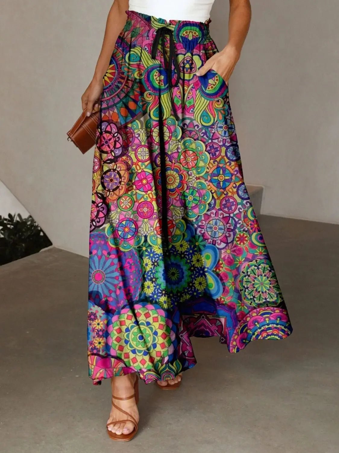 Printed Maxi Skirt with Pockets - GlossiChic CollectionDresses