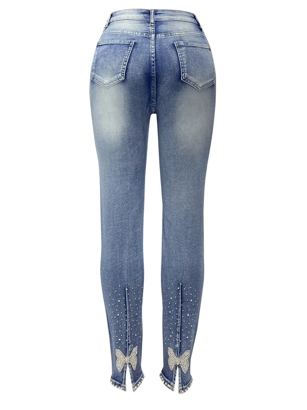 Rhinestone Skinny Jeans with Pockets - GlossiChic CollectionJeans, Pants, & Shorts