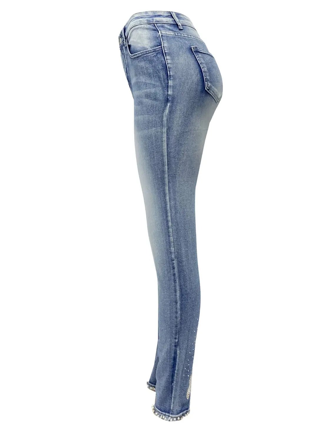 Rhinestone Skinny Jeans with Pockets - GlossiChic CollectionJeans, Pants, & Shorts