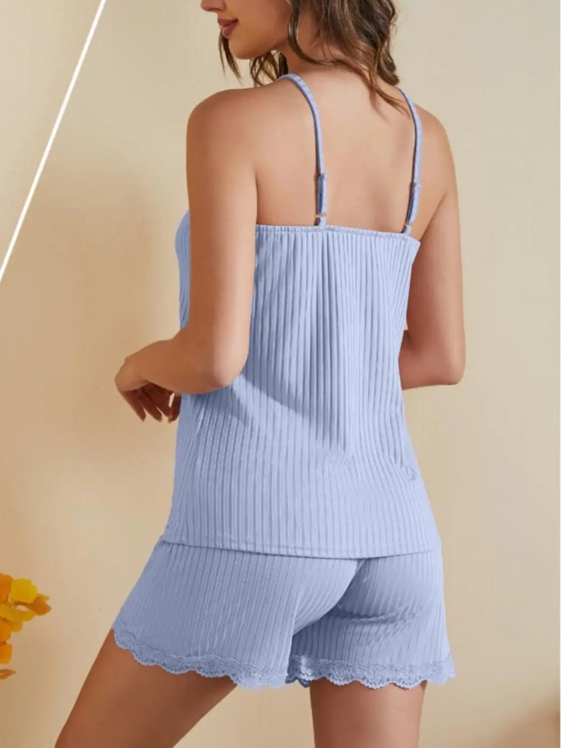 Ribbed Scoop Neck Top and Shorts Lounge Set - GlossiChic CollectionOutfit Sets