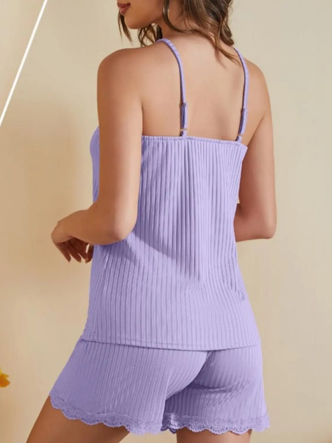 Ribbed Scoop Neck Top and Shorts Lounge Set - GlossiChic CollectionOutfit Sets