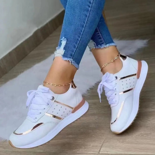 Round Toe Lace Up Platform Sneakers - GlossiChic CollectionShoes