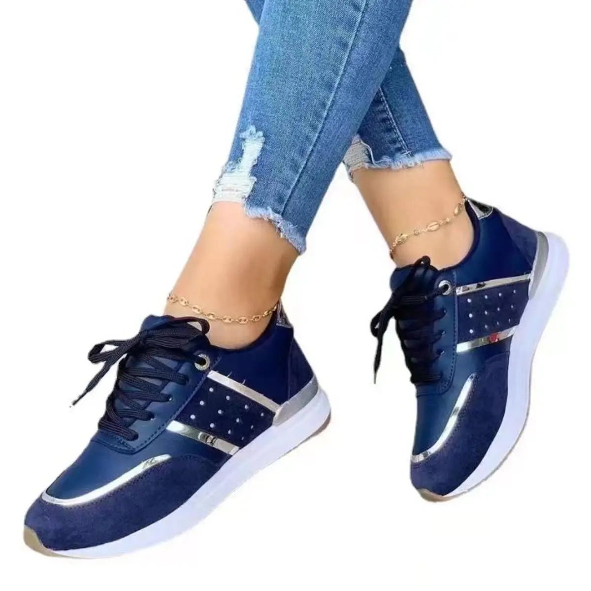 Round Toe Lace Up Platform Sneakers - GlossiChic CollectionShoes