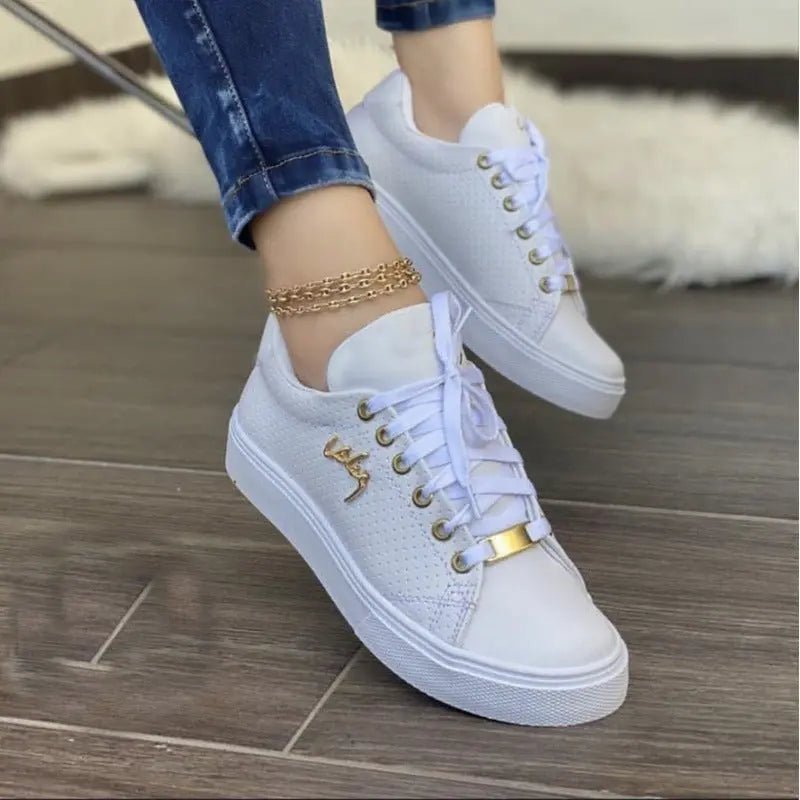 Round Toe Lace Up Sneakers - GlossiChic CollectionShoes