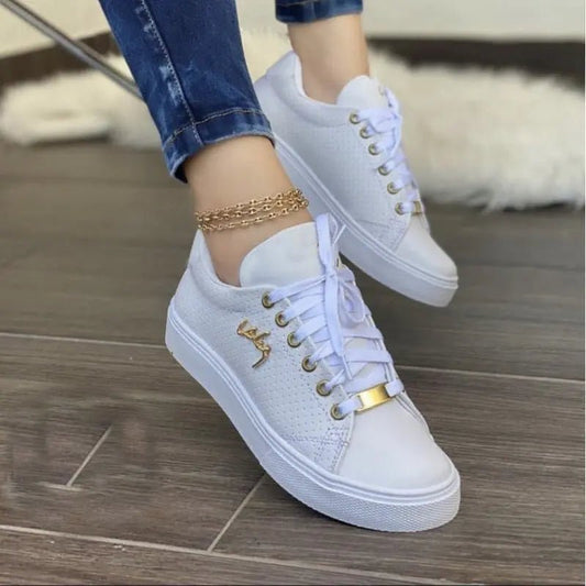 Round Toe Lace Up Sneakers - GlossiChic CollectionShoes
