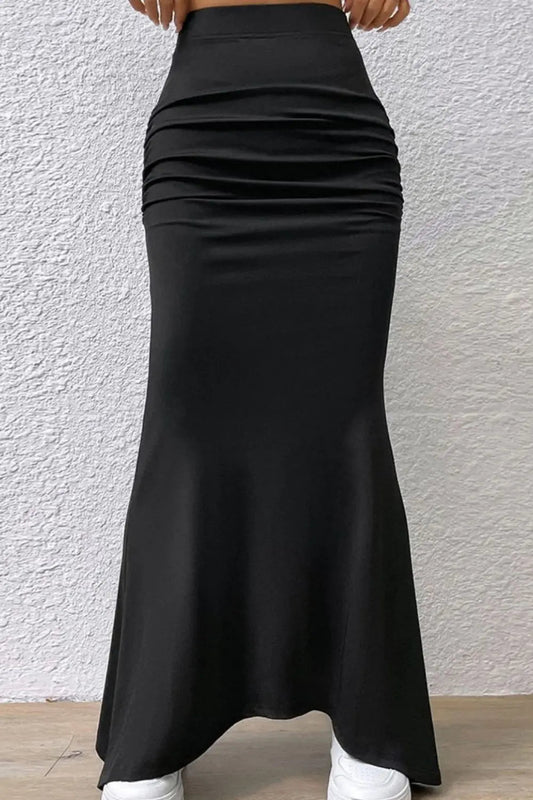 Ruched Maxi Trumpet Skirt - GlossiChic CollectionDresses