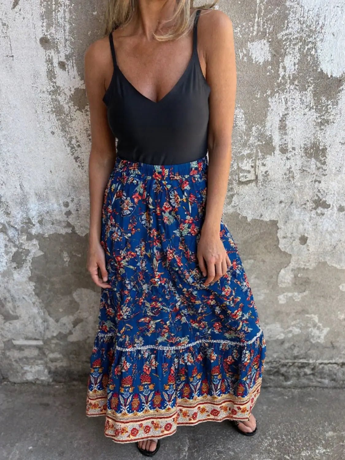 Ruffled Printed Maxi Skirt - GlossiChic CollectionDresses