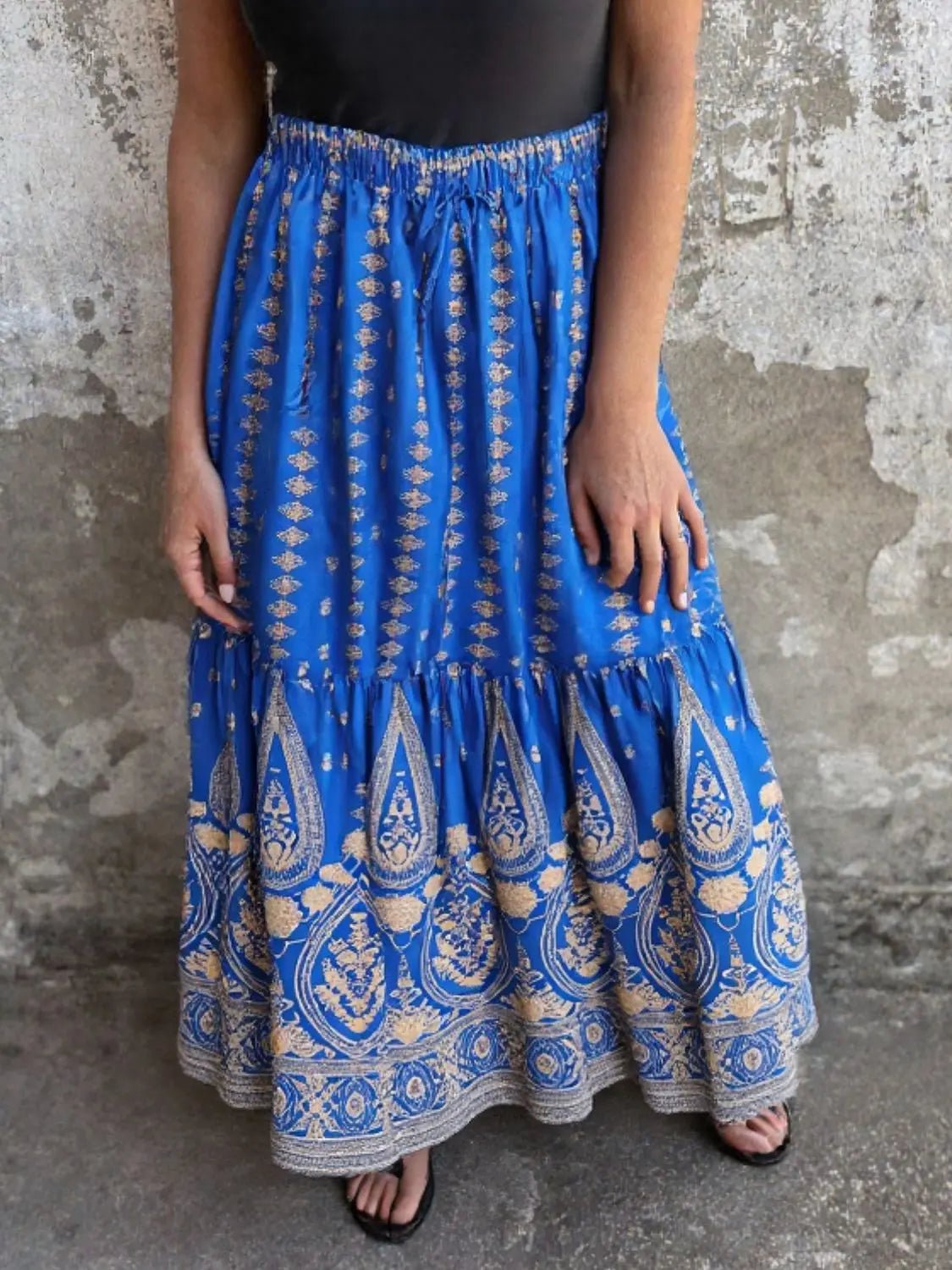 Ruffled Printed Maxi Skirt - GlossiChic CollectionDresses