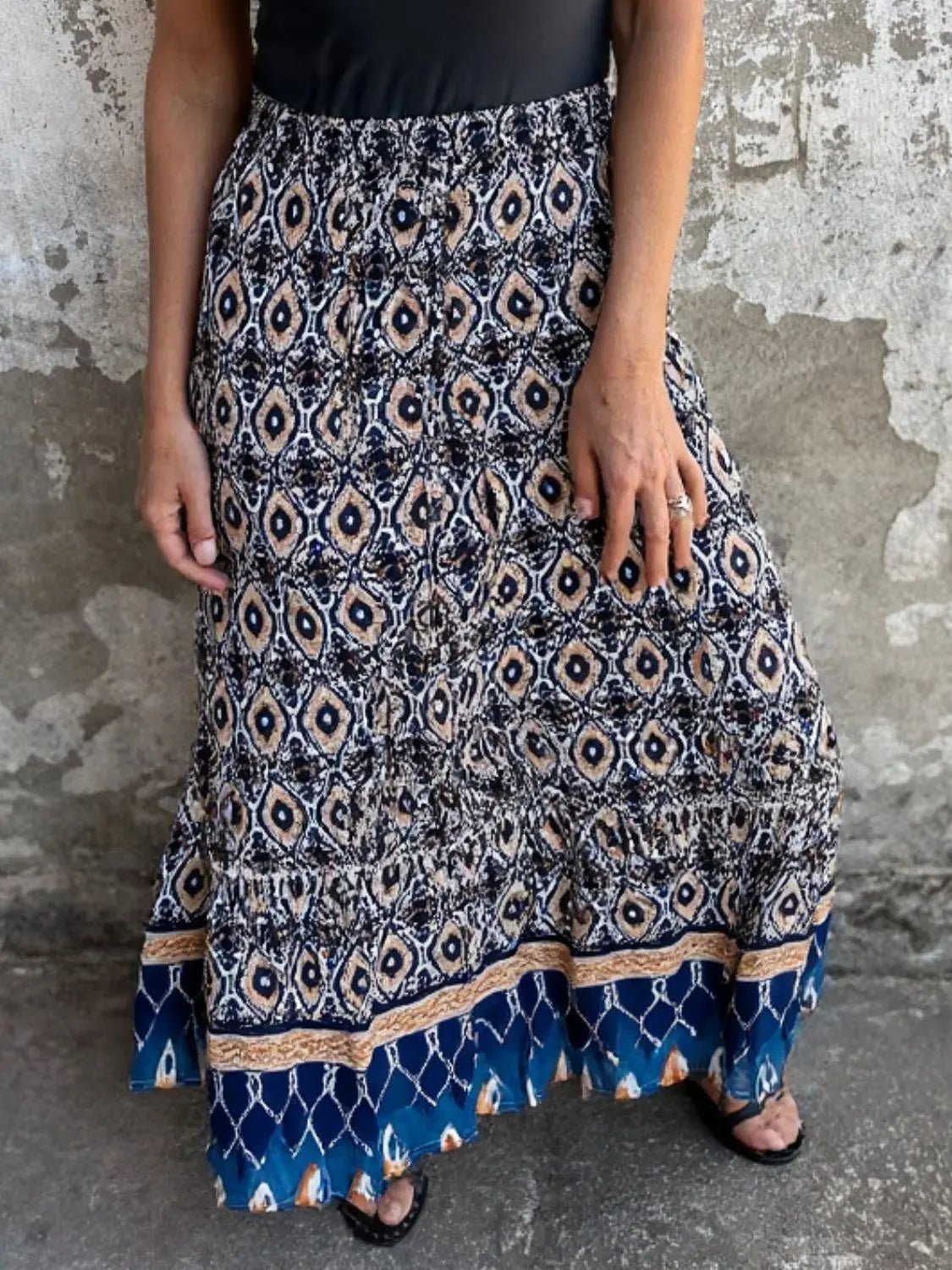 Ruffled Printed Maxi Skirt - GlossiChic CollectionDresses