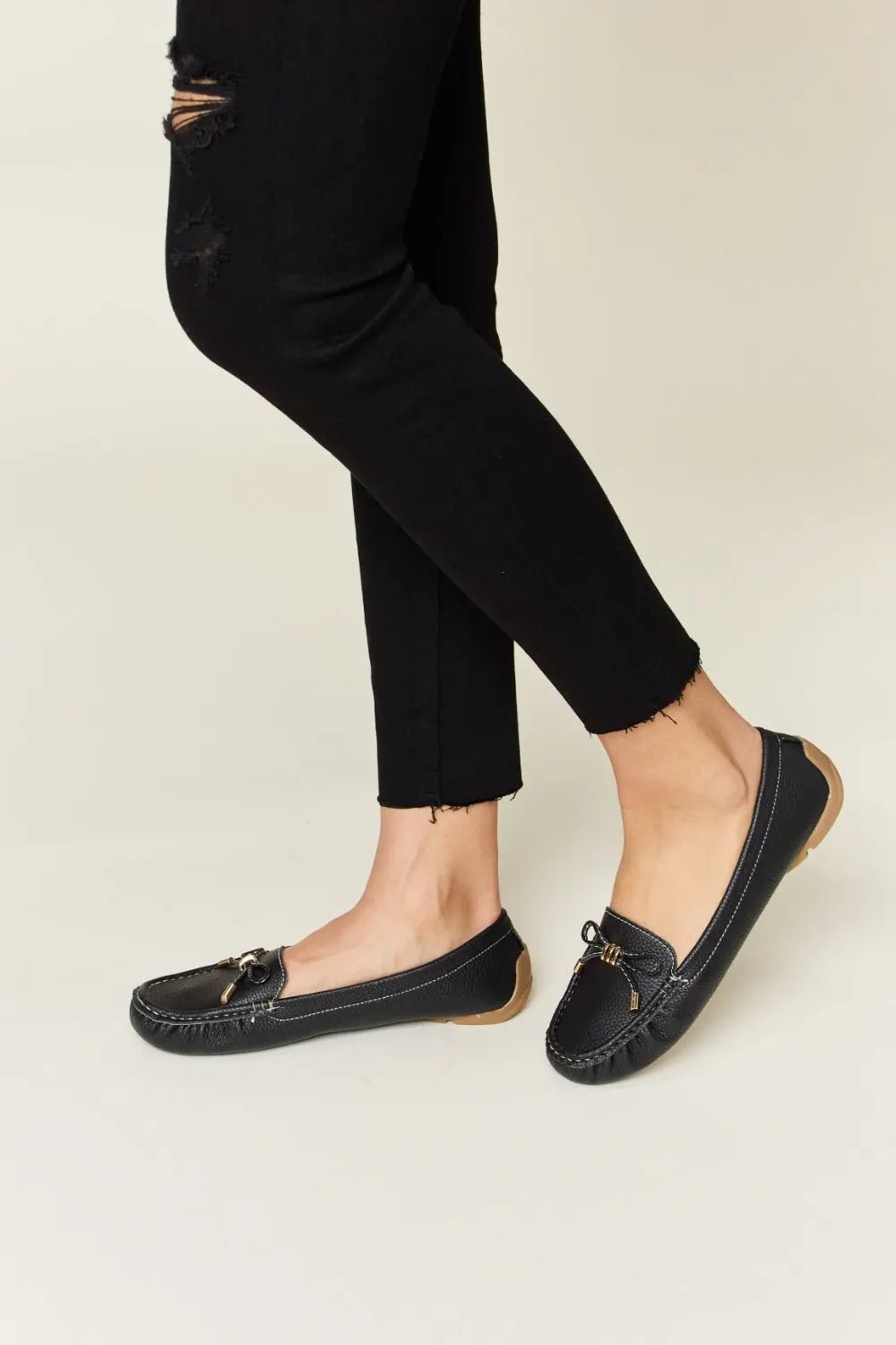 Slip On Bow Flats Loafers - GlossiChic Collection BLACK / 6 GlossiChic Collection Shoes & Accessories