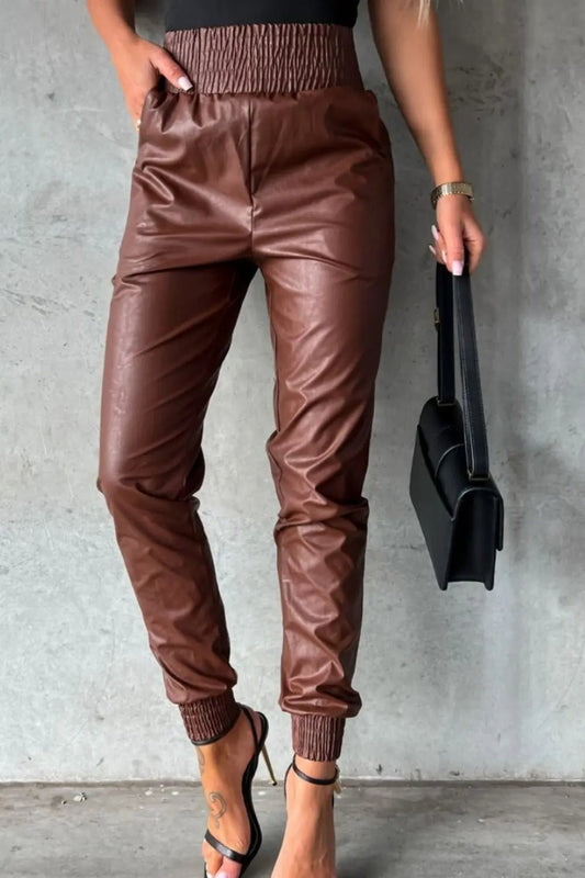 Smocked High Waist Pants with Pockets - GlossiChic CollectionJeans, Pants, & Shorts