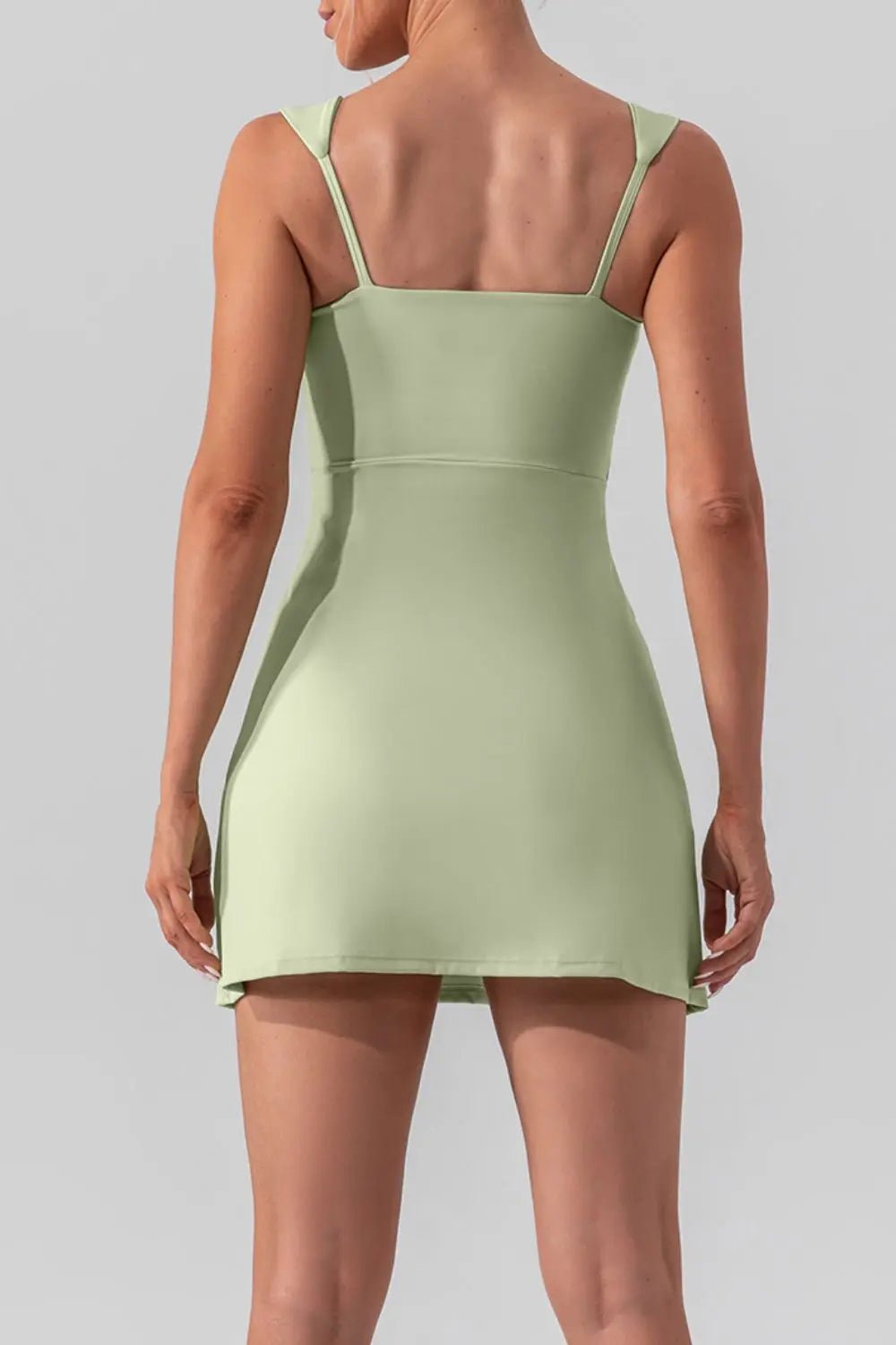 Square Neck Sleeveless Slit Mini Active Dress - GlossiChic CollectionActivewear