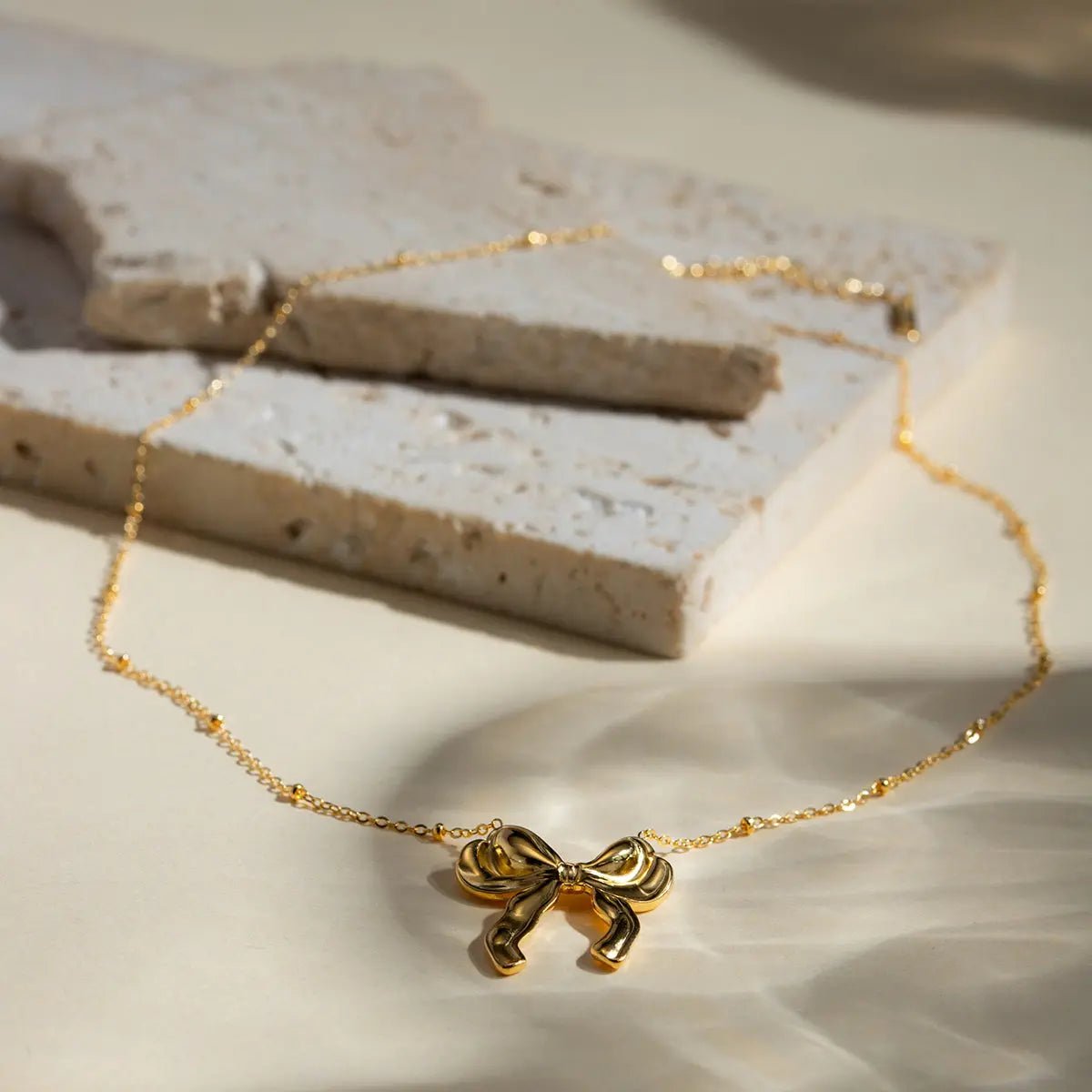 Stainless Steel Bow Pendant Necklace - GlossiChic Collectionjewelry